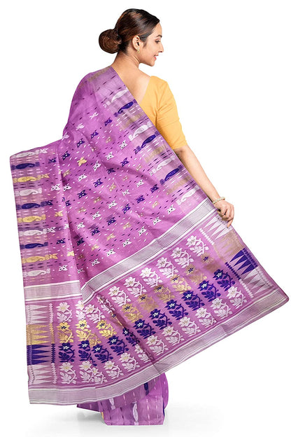 Pradip Fabrics Ethnic Women's Tant Jamdani Purple Color Saree