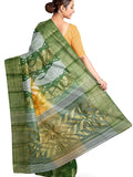 Pradip Fabrics Yellow and Green Tant Silk Blend Saree