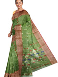 Pradip Fabrics Green color Tant cotton Silk Blend Saree