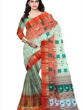 Pradip Fabrics Ethnic Women's Tant Silk Orange and White Color Saree