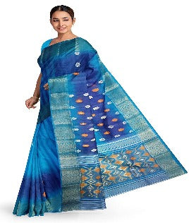 Pradip Fabrics Woven Tant Silk Blend Saree