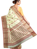 Pradip Fabrics Ethnic Women's Tant Silk White Color Saree