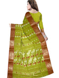 Pradip Fabrics Ethnic Women's Tant Cotton Olive Blue Color Saree