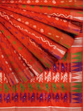Pradip Fabrics Ethnic Women's Tant Jamdani Dark Orange Color Saree