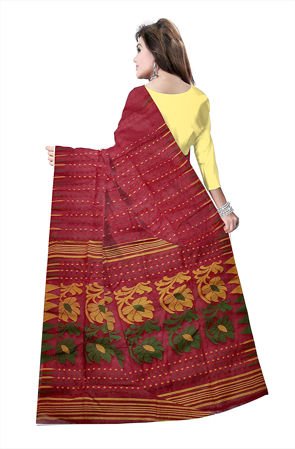 Pradip Fabrics Ethnic Women's jamdani  Maroon Color Saree