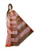 Pradip Fabrics Ethnic Women's Cotton Tant Cotton Light Orange Color Saree