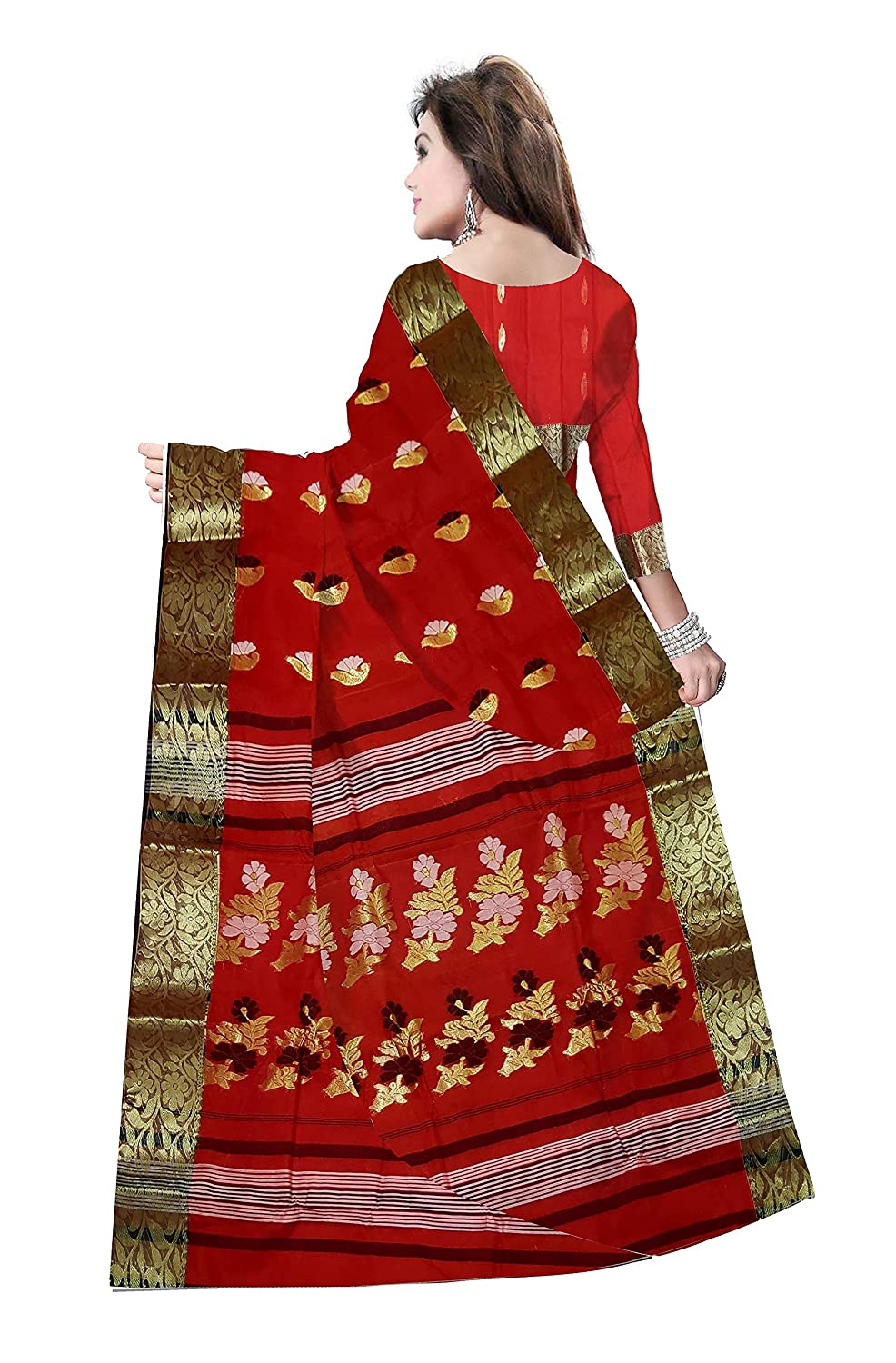 Pradip Fabrics Ethnic Women's Tant Cotton Maroon Color Saree