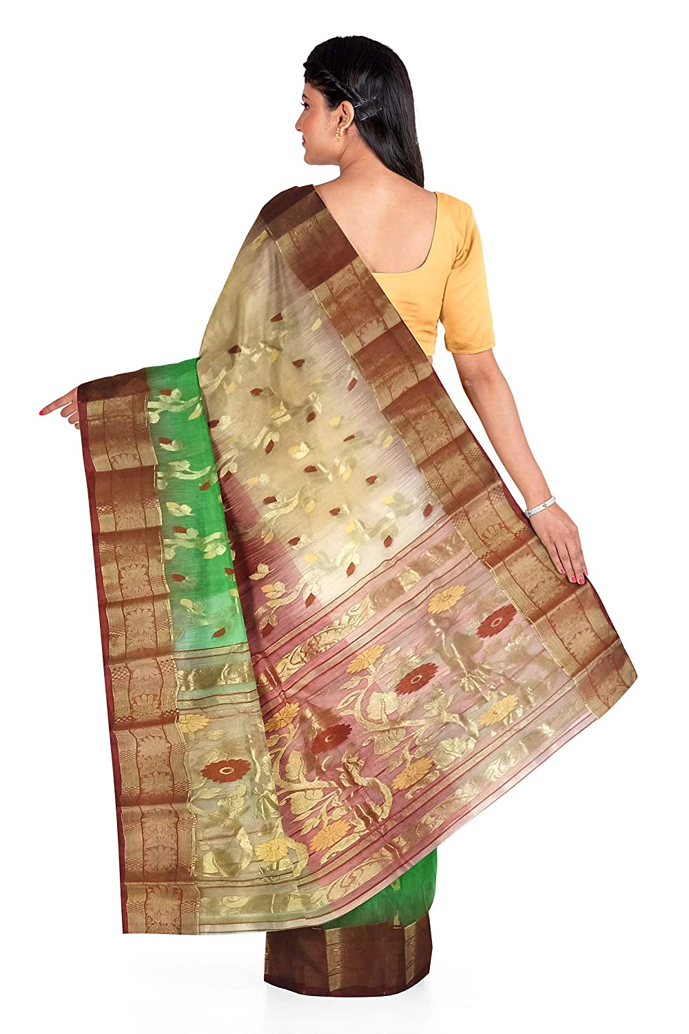 Pradip Fabrics Woven Tant Silk Blend Saree