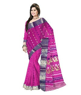 Pradip Fabrics Ethnic Women's Tant Cotton Pink Color Saree