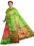 Pradip Fabrics Ethnic Women's All over Tant Jamdani Pink and Green Color Saree