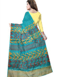 Pradip Fabrics Ethnic Women's  Tant jamdani Aqua Green Color Saree