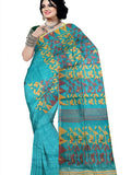 Pradip Fabrics Ethnic Women's  Tant jamdani Aqua Green Color Saree