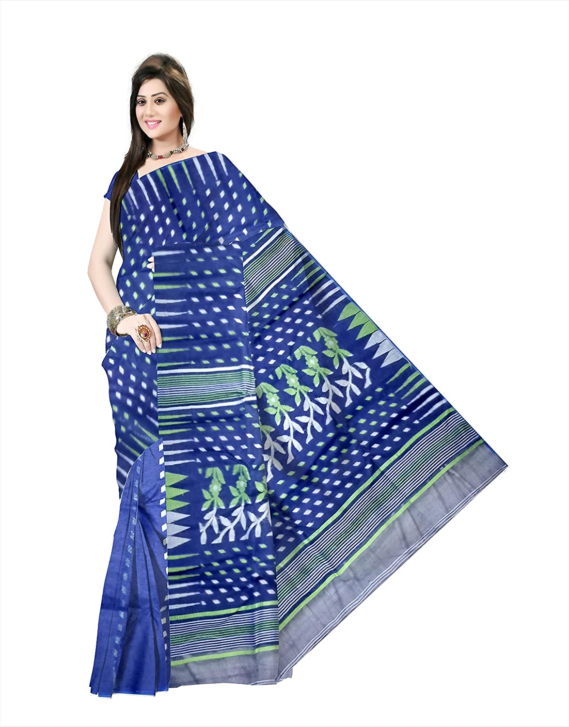 Pradip Fabrics Ethnic Women's Tant jamdani Navy Blue Color Saree