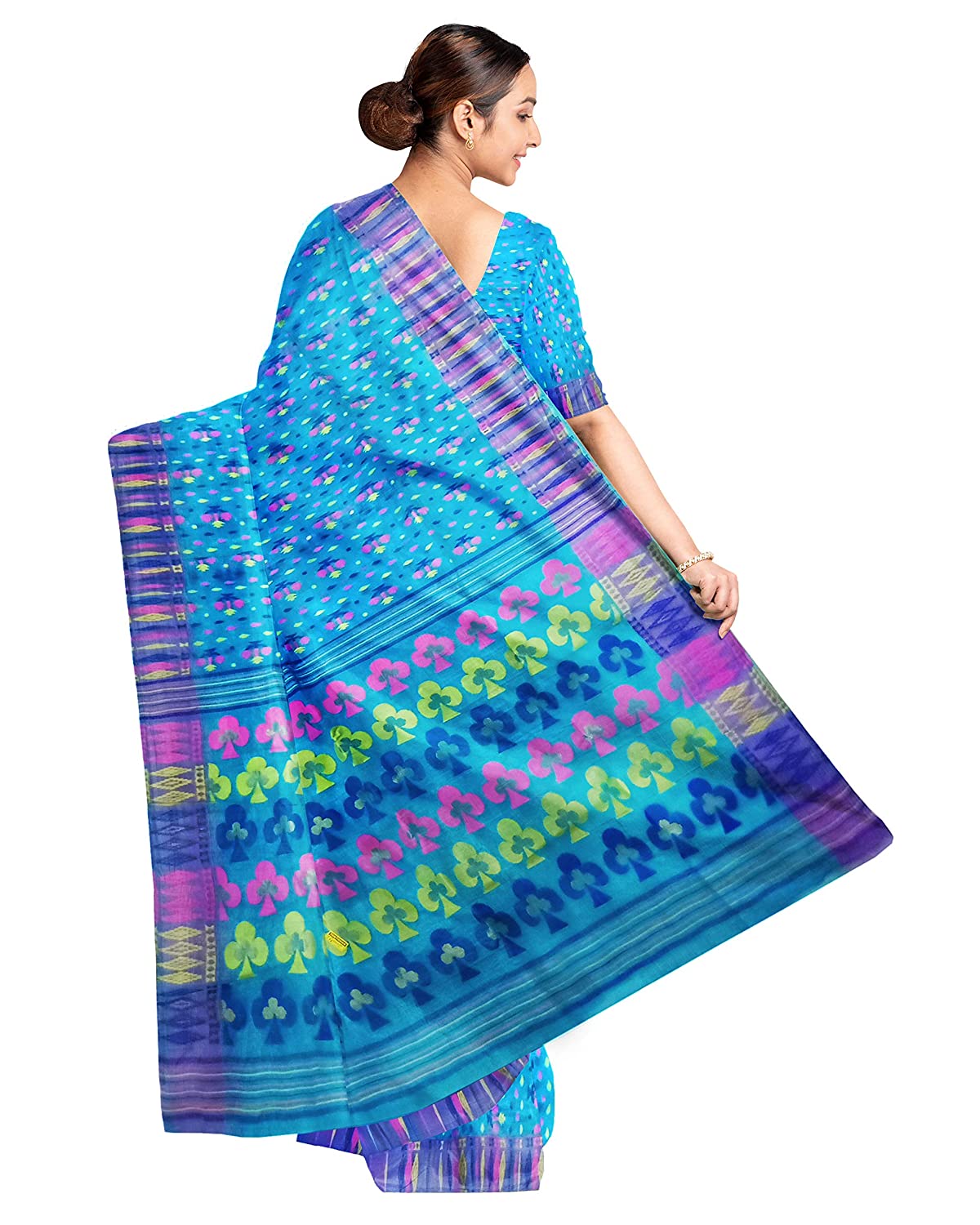 Pradip Fabrics Ethnic Women's Tant Jamdani Blue Color Saree