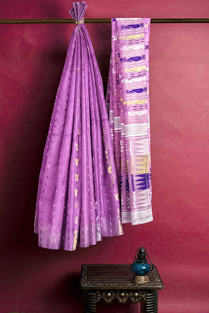 Pradip Fabrics Ethnic Women's Tant Jamdani Purple Color Saree