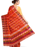 Pradip Fabrics Ethnic Women's Tant Jamdani Dark Orange Color Saree
