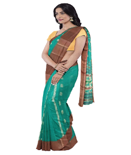 Pradip Fabrics Aqua color Tant Silk Blend Saree