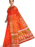 Pradip Fabrics Ethnic Women's Tant Jamdani Dark Orange Color Saree