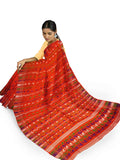Pradip Fabrics Ethnic Women's Tant Jamdani Dark Orange Color Saree