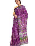 Pradip Fabrics Ethnic Women's Tant Jamdani Purple Color Saree
