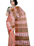 Pradip Fabrics Ethnic Women's Cotton Tant Cotton Light Orange Color Saree