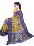 Pradip Fabrics Ethnic Women's Tant Silk Yellow and Blue Color Saree