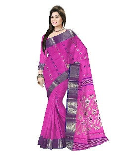 Pradip Fabrics Ethnic Women's Tant Cotton Pink color Saree