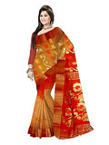 Pradip Fabrics Ethnic Women's Tant Silk Red and Yellow Color Saree