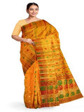 Pradip Fabrics Ethnic Women's Tant Jamdani Yellow Color Saree