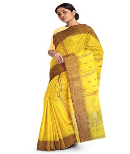 Pradip Fabrics Yellow Color Tant Silk Blend Saree