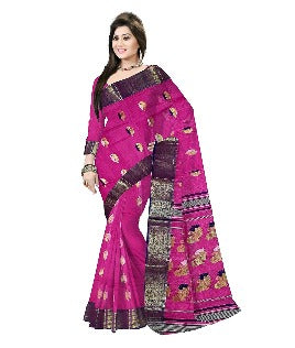 Pradip Fabrics Ethnic Women's Tant Cotton Pink Color Saree