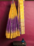Pradip Fabrics Yellow and Purple Color Tant Silk Blend Saree