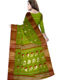 Pradip Fabrics Woven Tant Silk Green color Blend Saree