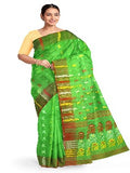 Pradip Fabrics Ethnic Women's Tant Jamdani Green Color Saree