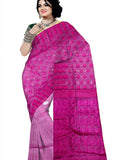 Pradip Fabrics Ethnic Women's Tant jamdani Magenta Color Saree