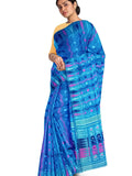Pradip Fabrics Ethnic Women's Tant Jamdani Blue Color Saree