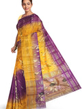 Pradip Fabrics Yellow and Purple Color Tant Silk Blend Saree