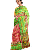 Pradip Fabrics Ethnic Women's All over Tant Jamdani Pink and Green Color Saree
