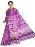 Pradip Fabrics Ethnic Women's Tant Jamdani Purple Color Saree