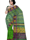 Pradip Fabrics Ethnic Women's Tant jamdani Green Color Saree