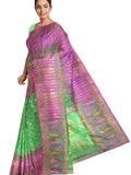Pradip Fabrics Ethnic Women's All over Tant Jamdani Light Green and Pink Color Saree