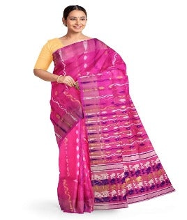 Pradip Fabrics Ethnic Women's Tant Jamdani Pink Color Saree