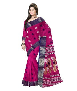 Pradip Fabrics Ethnic Women's Tant Cotton Silk Pink Color Saree