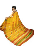Pradip Fabrics Ethnic Women's Tant Jamdani Yellow Color Saree