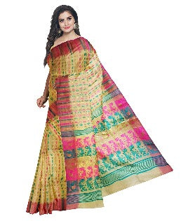 Pradip Fabrics Ethnic Women's Tant Jamdani Beige Color Saree