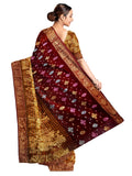 Pradip Fabrics Ethnic Women's and Girl's Maroon and Gold Baluchari saree