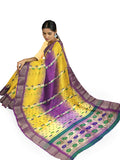 Pradip Fabrics Woven Blue Pink Tant Silk Blend Saree