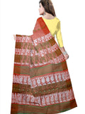 Pradip Fabrics Ethnic Women's Cotton Tant Cotton Light Orange Color Saree