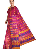 Pradip Fabrics Ethnic Women's Tant Jamdani Dark Pink Color Saree