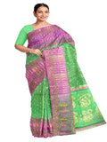 Pradip Fabrics Ethnic Women's All over Tant Jamdani Light Green and Pink Color Saree